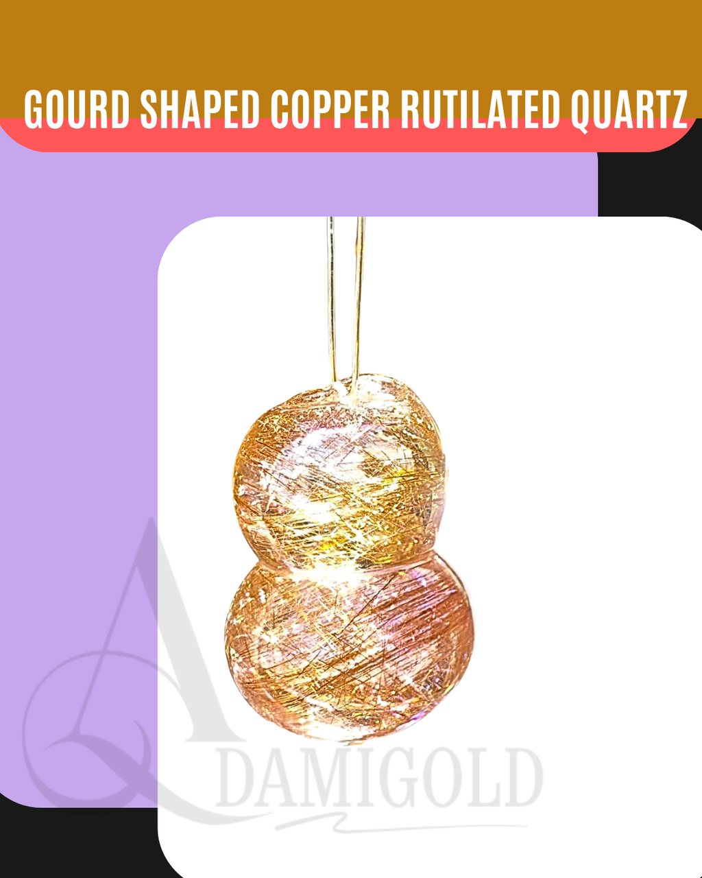 Adamigold | 金髮晶葫蘆水晶｜光影雕塑的藝術｜Golden Rutilated Quartz Gourd Crystal as Living Sculpture
