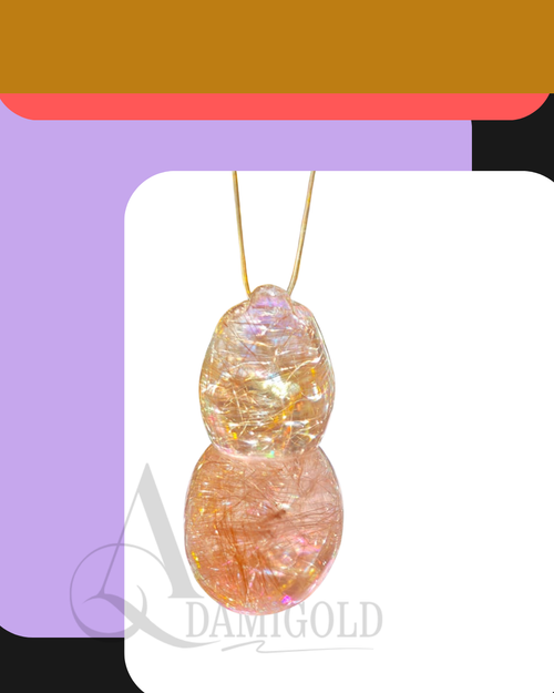 Golden Rutilated Quartz Gourd Crystal as Living Sculpture with Artistic Light and Shadow Sculpting by Adamigold