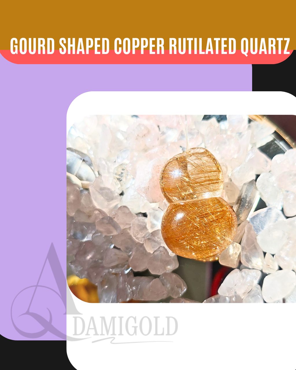 Adamigold | 金髮晶葫蘆水晶｜光影雕塑的藝術｜Golden Rutilated Quartz Gourd Crystal as Living Sculpture
