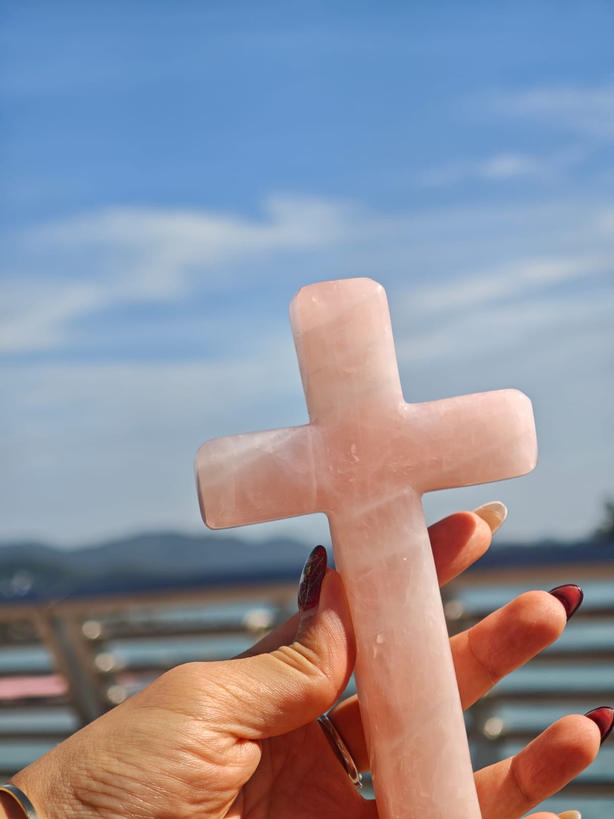 粉晶十字架 Rose Quartz Cross Pendant