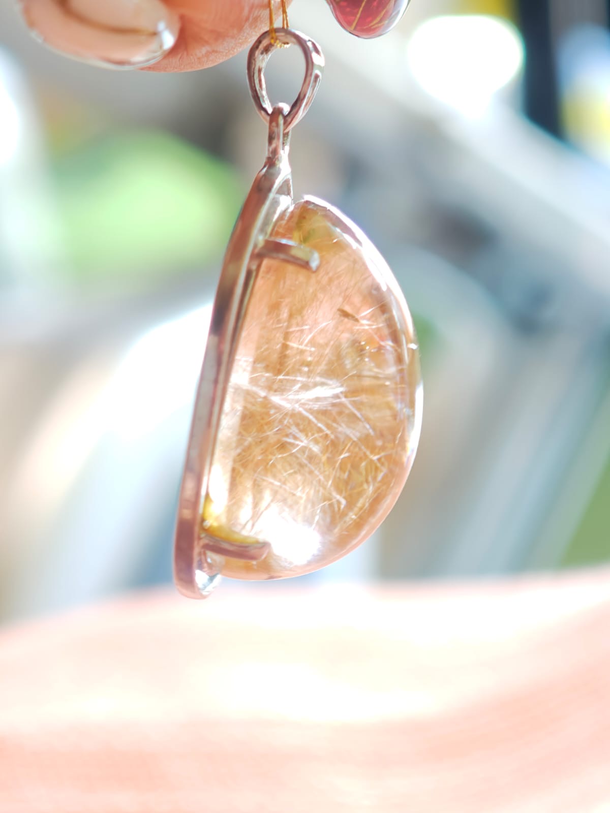 Golden Rutilated Quartz Pendant | Set in S925 Sterling Silver, Luxurious Crystal Jewelry