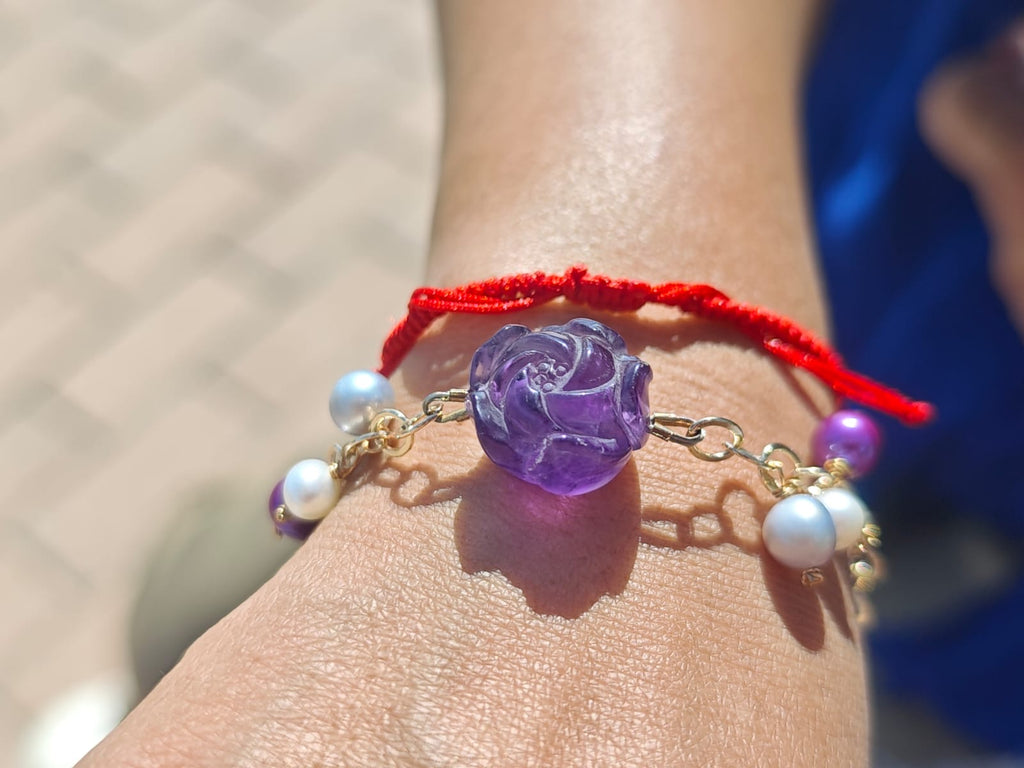 Adamigold | 紫水晶配淡水形珠手鏈 Handmade｜Amethyst with Freshwater Baroque Pearl Bracelet (Handmade)