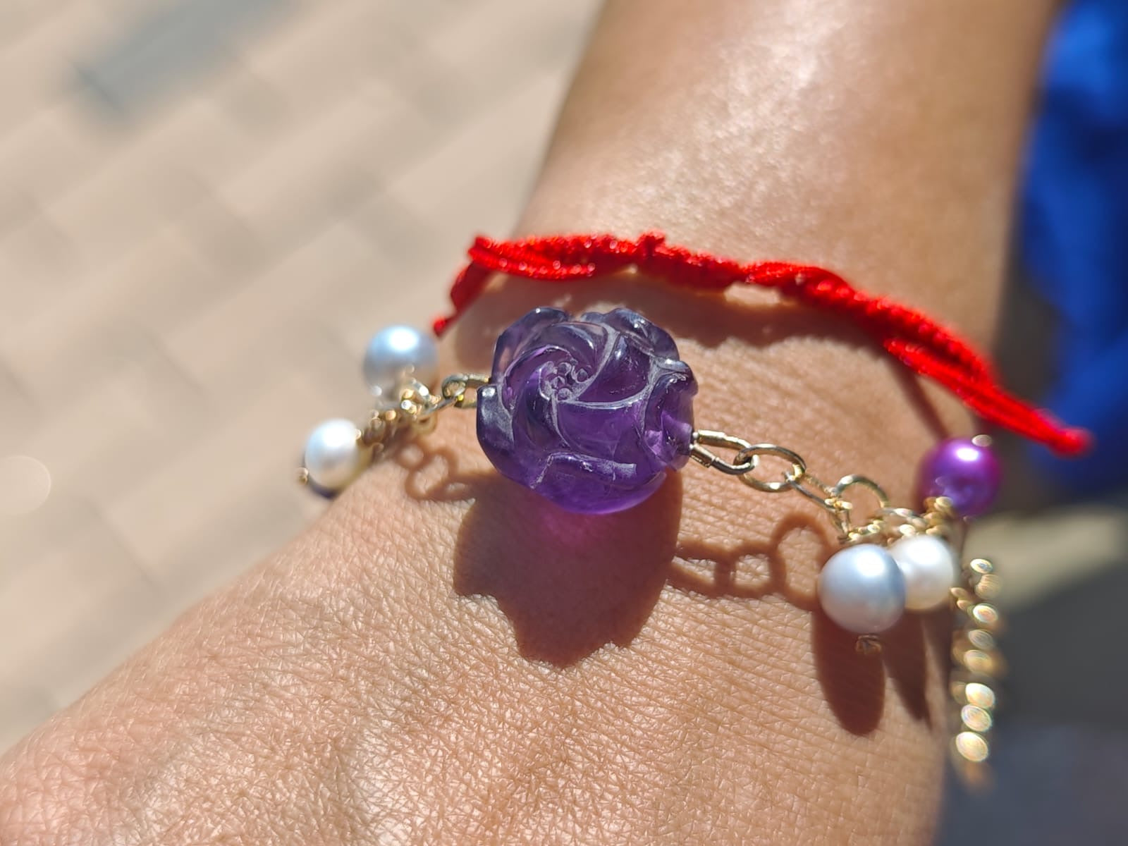 Adamigold | 紫水晶配淡水形珠手鏈 Handmade｜Amethyst with Freshwater Baroque Pearl Bracelet (Handmade)